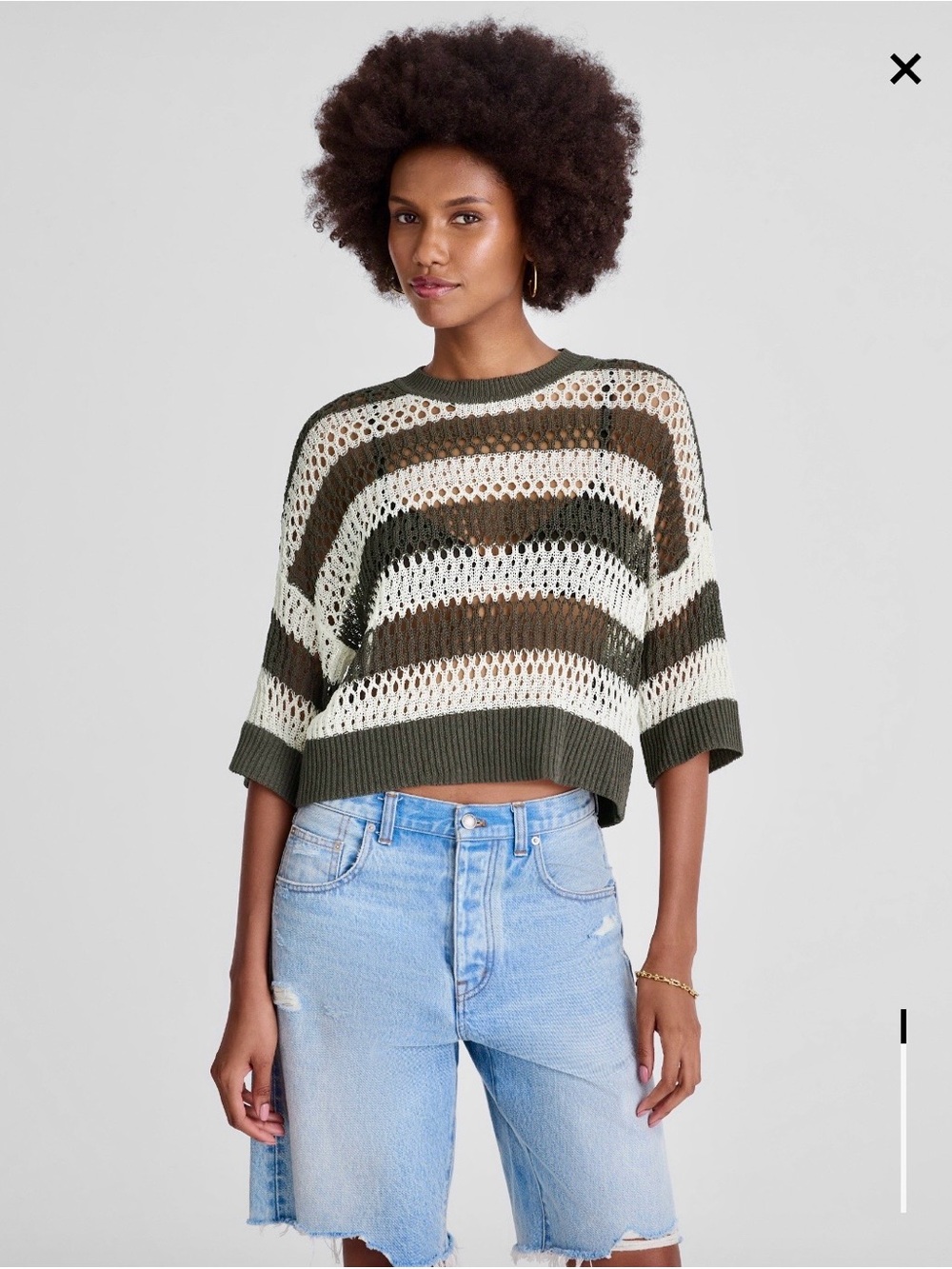 Madewell Open-Knit Striped Sweater - size L